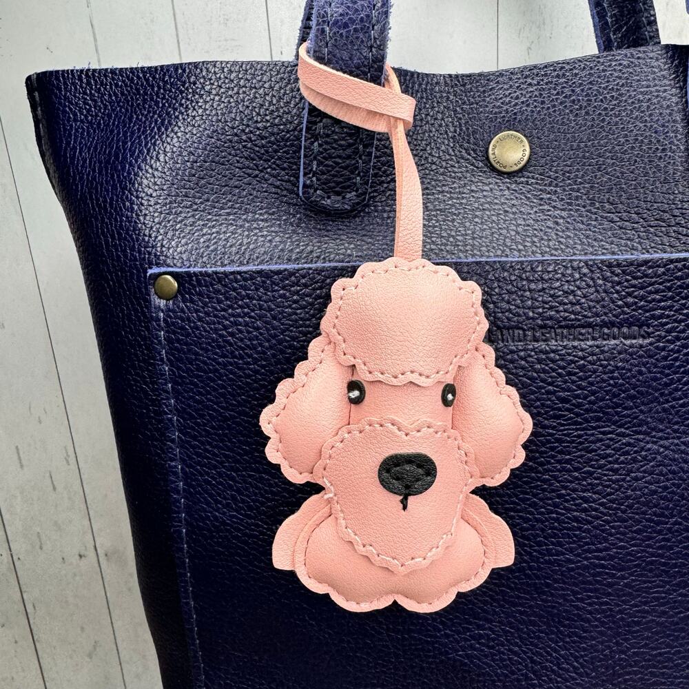 Poodle Goldendoodle Dog Lover Bag Charm Pink Purse Charm Vegan Charms